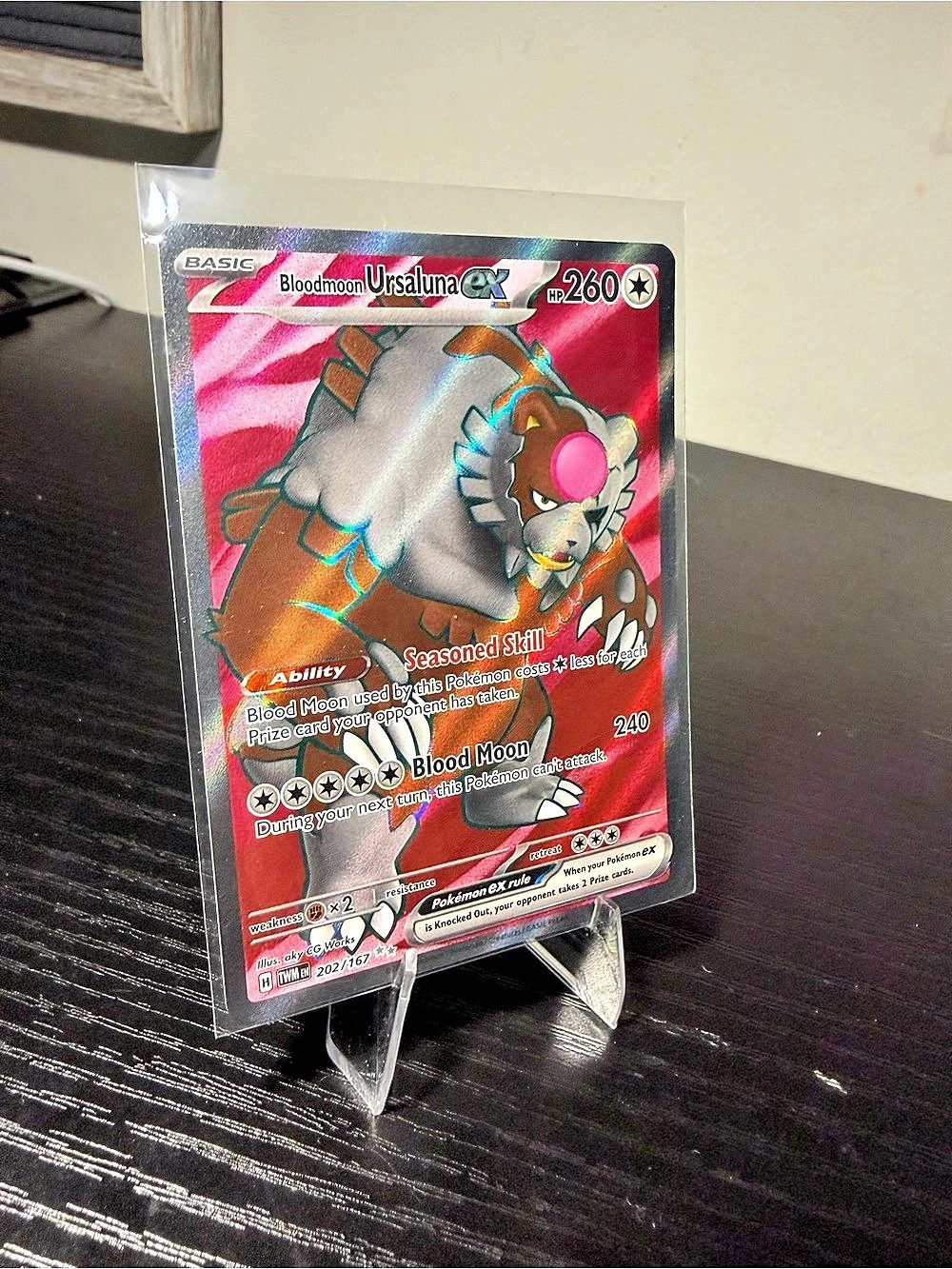 Pokémon Bloodmoon Ursaluna ex - 202/167 Full Art Holo Trading Card